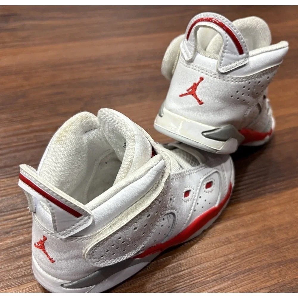 Nike Air Jordan 6 Retro Kids Boys Size 9C White Red Athletic Shoes Sneakers